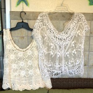 Two Pretty Tops.  1 Crocheted the other Lace